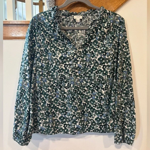 J Crew Green Floral Women's Top - Picture 1 of 4